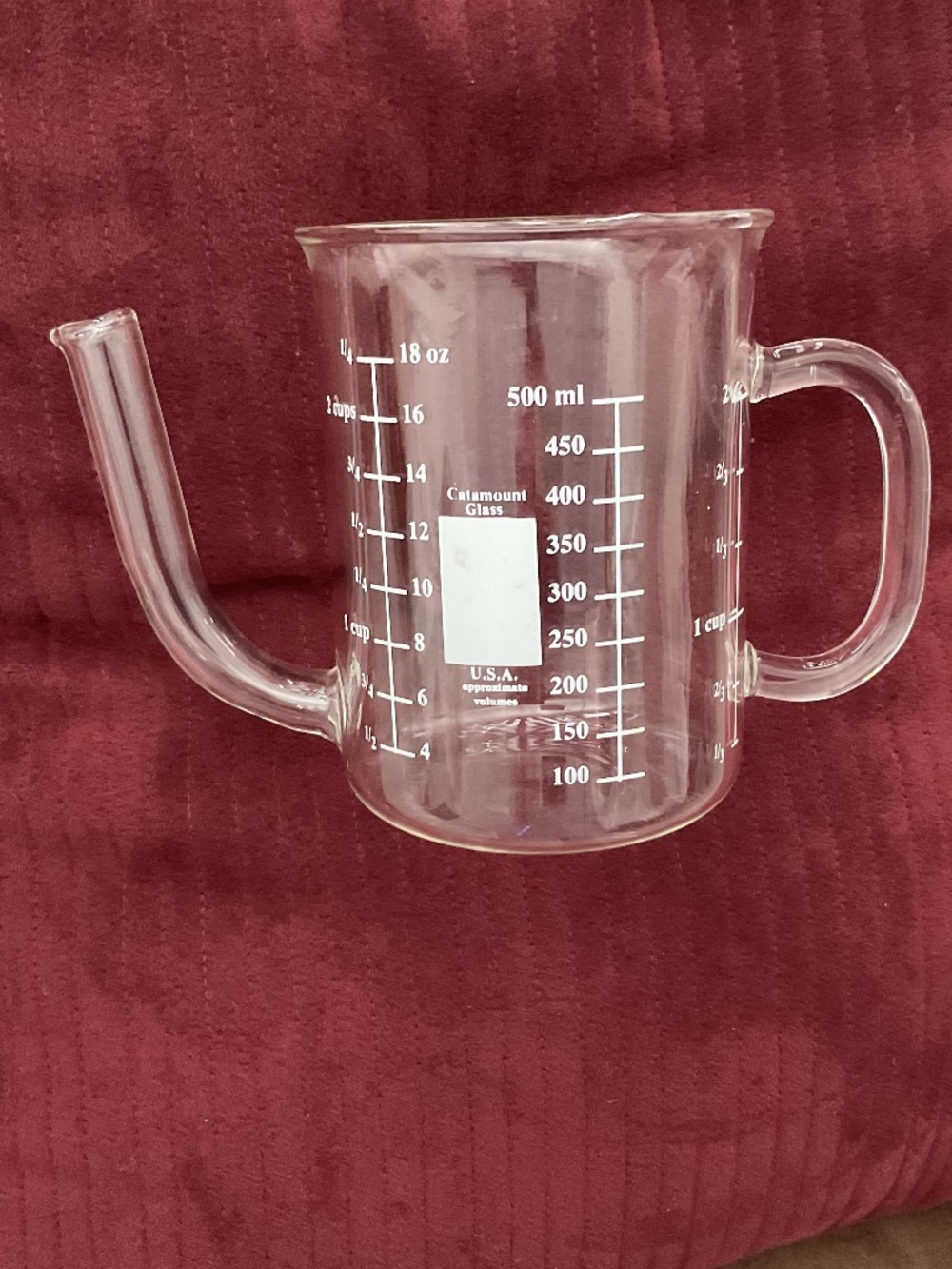 Catamount Glass Measuring Cup with Spout-18 oz/500 ml/2 cups